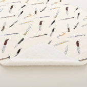 Italian Vintage Knives Illustrated Pattern Fleece シェルパブランケット (3/4)