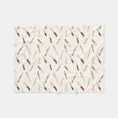 Italian Vintage Knives Illustrated Pattern Fleece  フリースブランケット (正面(横))