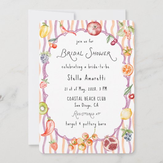 Italian Watercolor Rustic Bridal Shower Invitation 招待状 (正面)