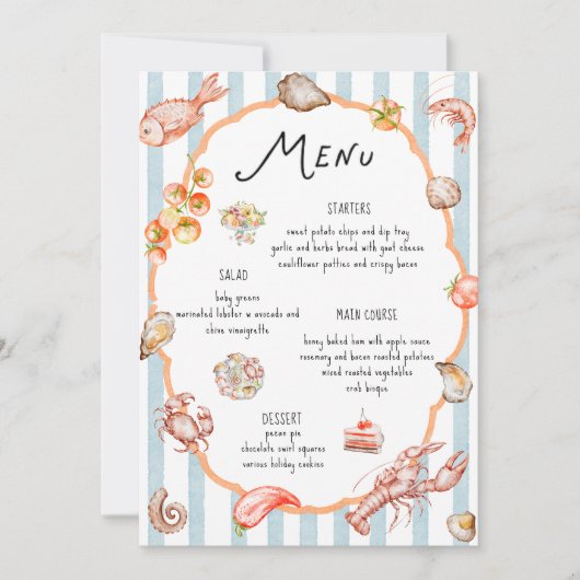 Italian Watercolor Rustic Colorful Wedding Menu 招待状 (正面)