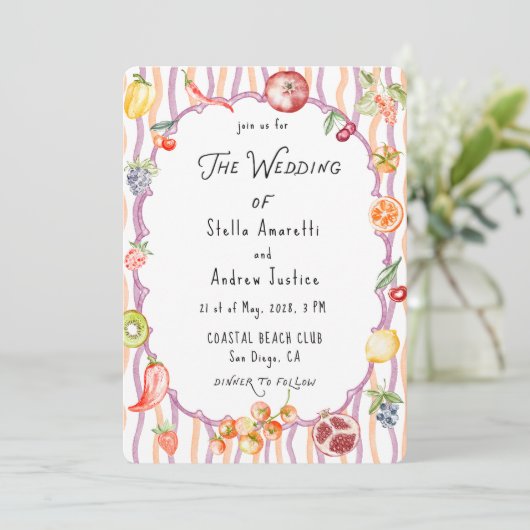 Italian Watercolor Rustic Wedding Invitation 招待状 (スタンド正面)