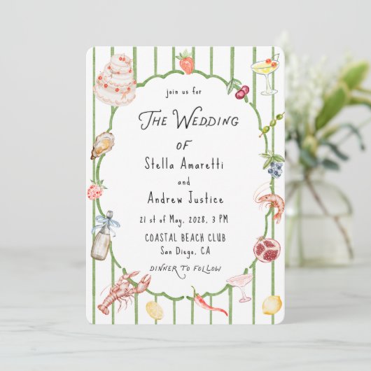 Italian Watercolor Rustic Wedding Invitation 招待状 (スタンド正面)