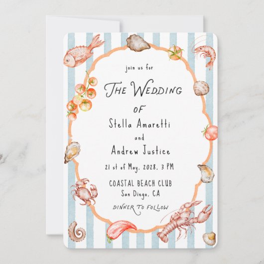 Italian Watercolor Rustic Wedding Invitation 招待状 (正面)