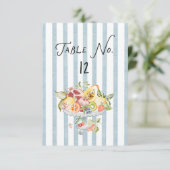Italian Watercolor Rustic Wedding Table Number 出欠カード (スタンド正面)