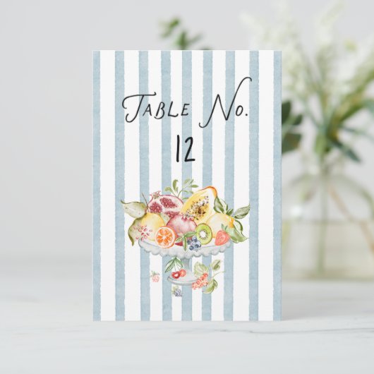 Italian Watercolor Rustic Wedding Table Number 出欠カード (スタンド正面)