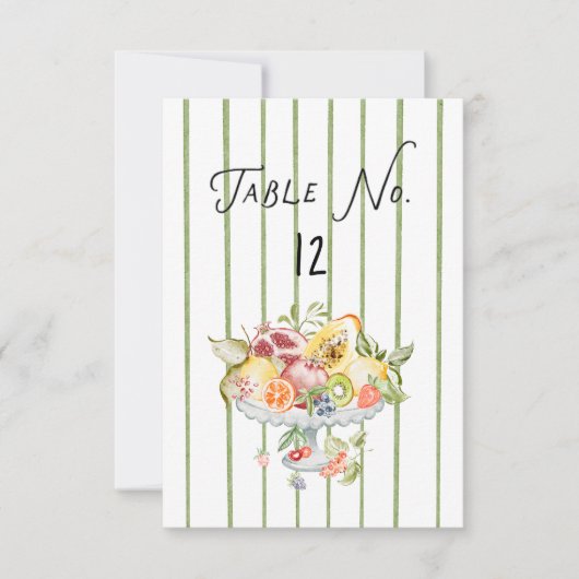 Italian Watercolor Rustic Wedding Table Number 出欠カード (正面)