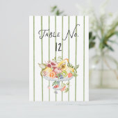 Italian Watercolor Rustic Wedding Table Number 出欠カード (スタンド正面)