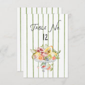 Italian Watercolor Rustic Wedding Table Number 出欠カード (正面/裏面)