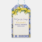 Italian watercolor tiles with lemon, Bridal Shower ギフトタグ (正面)