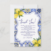 Italian watercolor tiles with lemon Bridal Shower サンキューカード (正面)