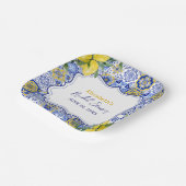 Italian watercolor tiles with lemon Bridal Shower ペーパープレート (傾斜あり)