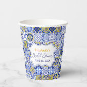 Italian watercolor tiles with lemon Bridal Shower 紙コップ (正面)