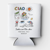 Italian Wedding Hand Drawn Amalfi Coast Modern  缶クーラー (正面)