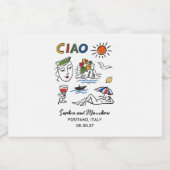 Italian Wedding Whimsical Hand Drawn Amalfi Coast  リキュールボトルラベル (シングルラベル)