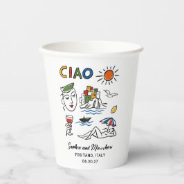 Italian Wedding Whimsical Hand Drawn Amalfi Coast  紙コップ