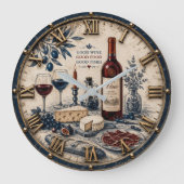 Italian Wine & Cheese Kitchen Decor ラージ壁時計 (正面)