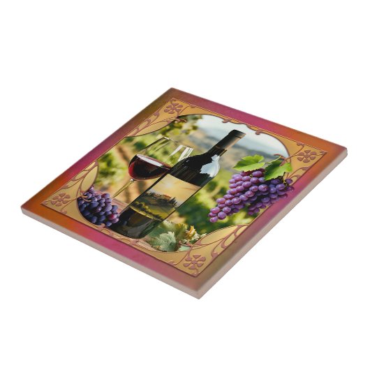 Italian Wine Themed Tuscan Ceramic Tile タイル (側面)