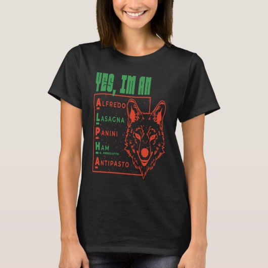 Italian Wolf Alpha  Pasta  Animal Pup Tシャツ (正面)