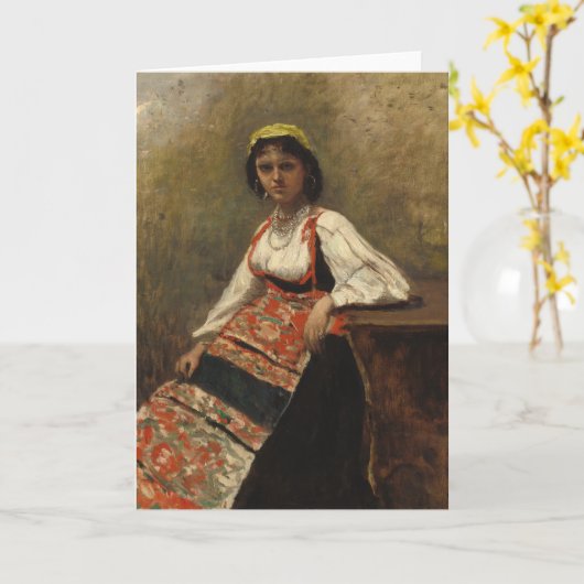 Italian Woman (La Morieri) by Corot カード (黄色い花)