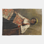 Italian Woman (La Morieri) by Corot キッチンタオル (横)
