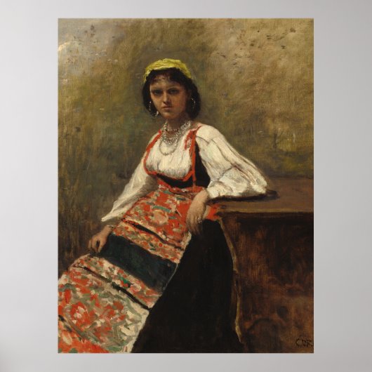 Italian Woman (La Morieri) by Corot ポスター (正面)