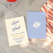 Italian Yellow & Blue Striped Lemon Wedding  招待状