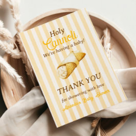Italian Yellow Bow Cannoli Baby Shower Favor サンキューカード