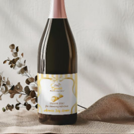 Italian Yellow Bow Cannoli Baby Shower Favor スパークリングワインラベル