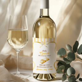 Italian Yellow Bow Cannoli Baby Shower Favor ワインラベル