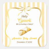 Italian Yellow Bow Holy Cannoli Baby Shower スクエアシール (正面)