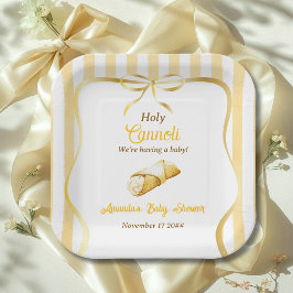 Italian Yellow Bow Holy Cannoli Baby Shower ペーパープレート