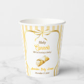 Italian Yellow Bow Holy Cannoli Baby Shower 紙コップ (裏面)