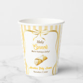 Italian Yellow Bow Holy Cannoli Baby Shower 紙コップ (正面)