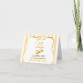 Italian Yellow Bow Little Cannoli Baby Shower サンキューカード (正面)