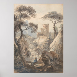 Italianate Landscape with Castle - Paul Sandby ポスター