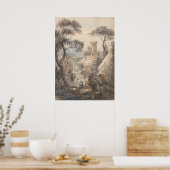 Italianate Landscape with Castle - Paul Sandby ポスター (キッチン)