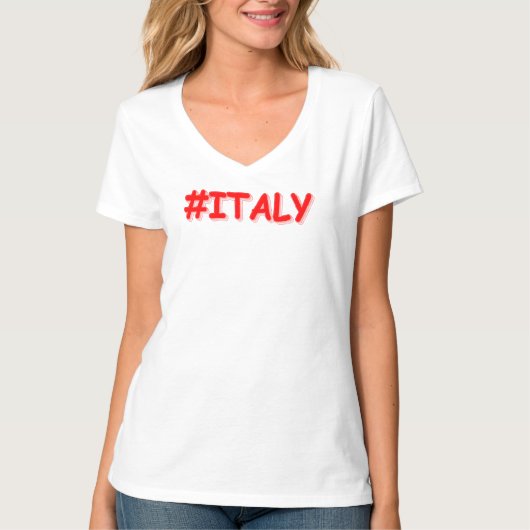 「#ITALY」かわいいデザイン。買今 Tシャツ (正面)