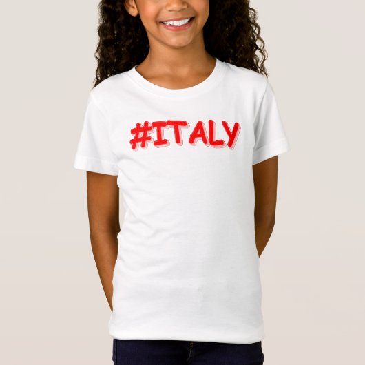 「#ITALY」かわいいデザイン。買今 Tシャツ (正面)