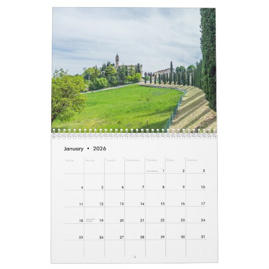 Italy 2026 calendar カレンダー (1月 2026)