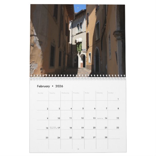 Italy 2026 Calendar カレンダー (2月 2026)