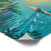 Italy Amalfi Coast Illustration Travel Art Vintage ポスター (角)