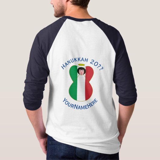 Italy Angel Hanukkah Flag Personalize Long Sleeve Tシャツ (裏面)