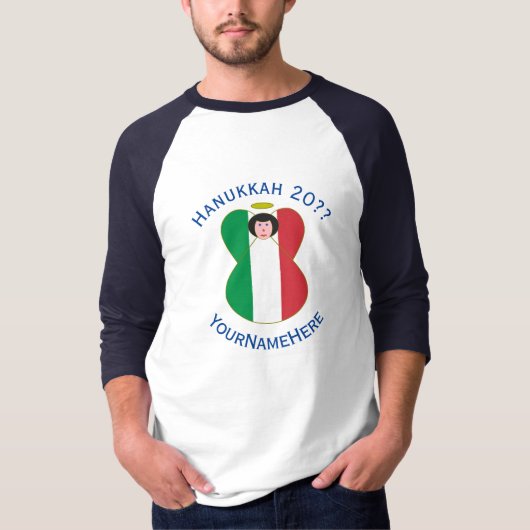 Italy Angel Hanukkah Flag Personalize Long Sleeve Tシャツ (正面)
