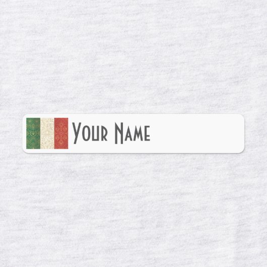 Italy Art Deco Flag | Custom Iron-On Name Label ラベル (デザイン1)