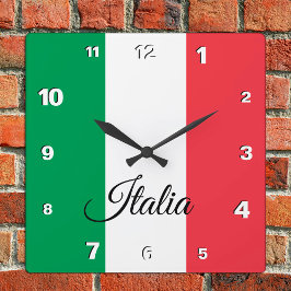 Italy Clock, patriotic home, Italian Flag スクエア壁時計