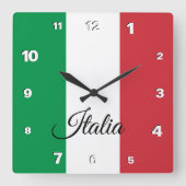 Italy Clock, patriotic home, Italian Flag スクエア壁時計 (正面)