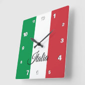 Italy Clock, patriotic home, Italian Flag スクエア壁時計 (傾斜)
