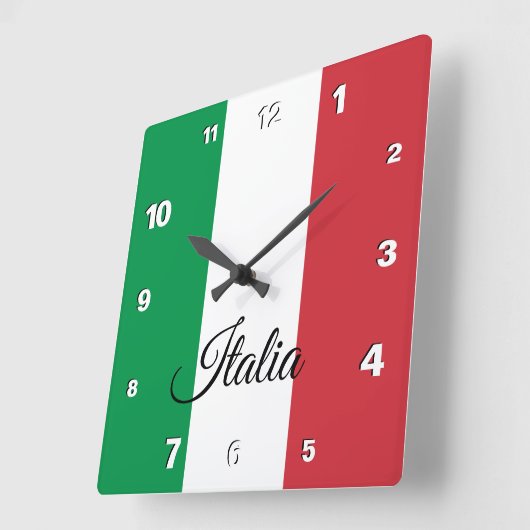 Italy Clock, patriotic home, Italian Flag スクエア壁時計 (傾斜)