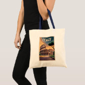 Italy Colosseum Illustration Travel Art Vintage トートバッグ (正面(商品))