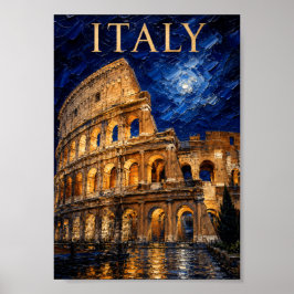Italy: Eternal Colosseum Moonlit Art Souvenir ポスター